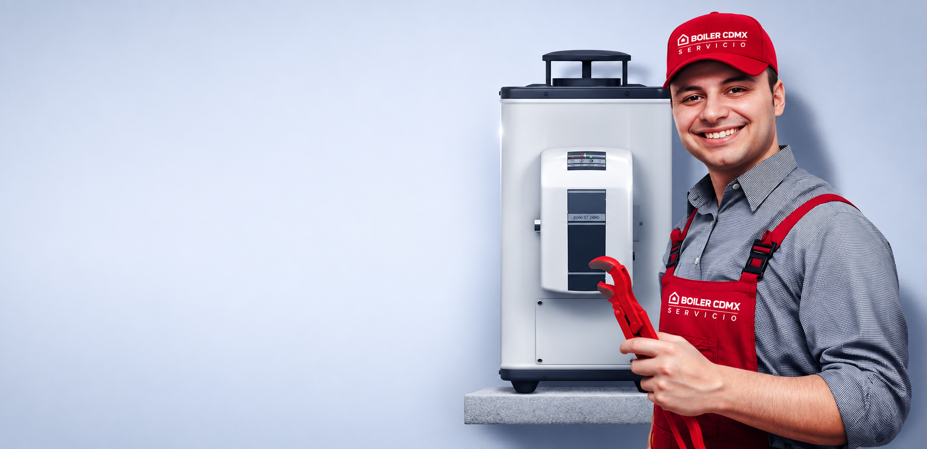 Técnico de Servicio Boiler CDMX junto a un boiler